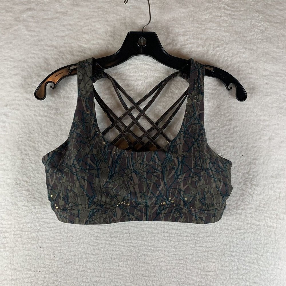 Colosseum Sports Bra Women's Large Green Stretch Strappy Criss Cross Back 6875
